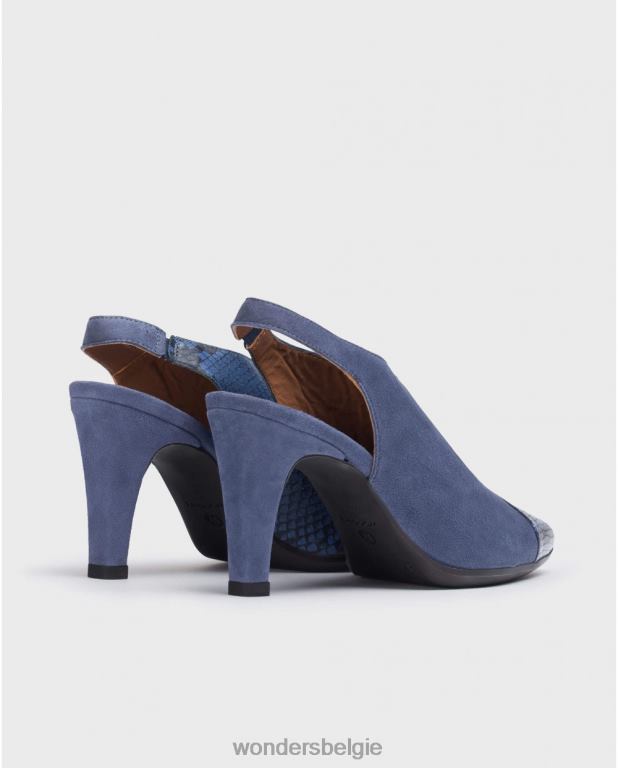 blauw/marie schoenen 6X06D436 bluet/mari leren pumps met v-uitsnijding vrouwen Wonders