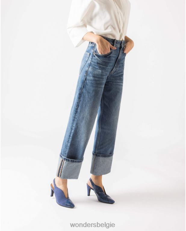 blauw/marie schoenen 6X06D436 bluet/mari leren pumps met v-uitsnijding vrouwen Wonders