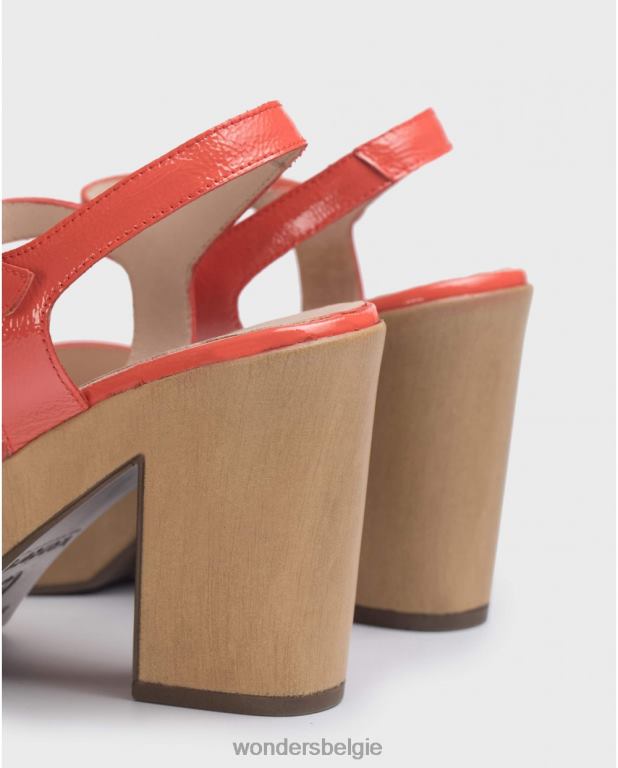 koraal schoenen 6X06D403 koraalkleurige sandaal met uitgesneden detail aan de zijkant vrouwen Wonders