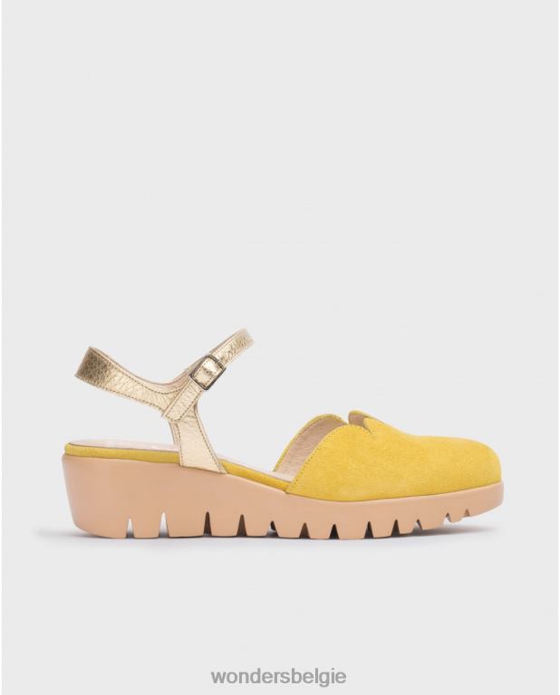 lima/goud schoenen 6X06D46 lima/goud limoengroene caravaca sandaal vrouwen Wonders