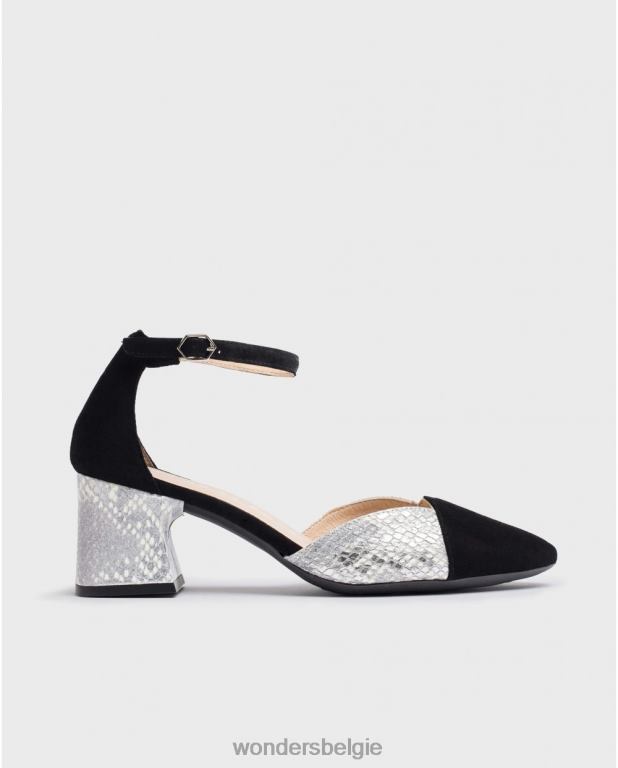 neger/plat schoenen 6X06D331 negro/plat tweekleurige platenschoenen vrouwen Wonders