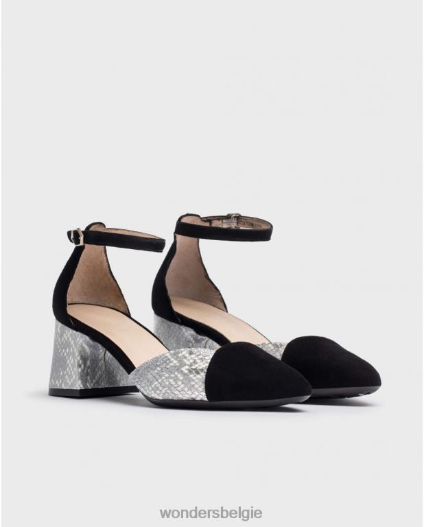 neger/plat schoenen 6X06D331 negro/plat tweekleurige platenschoenen vrouwen Wonders