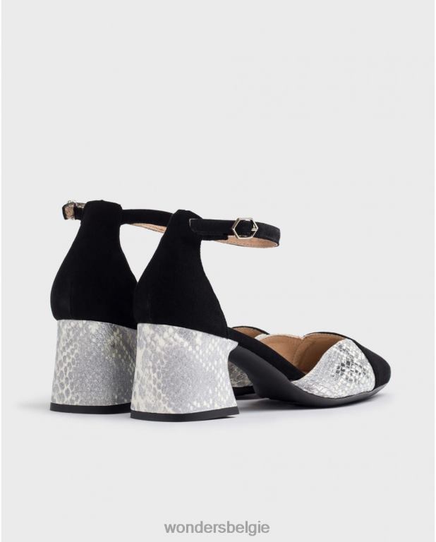 neger/plat schoenen 6X06D331 negro/plat tweekleurige platenschoenen vrouwen Wonders