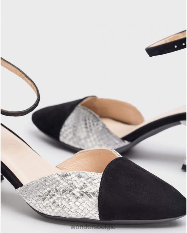 neger/plat schoenen 6X06D331 negro/plat tweekleurige platenschoenen vrouwen Wonders