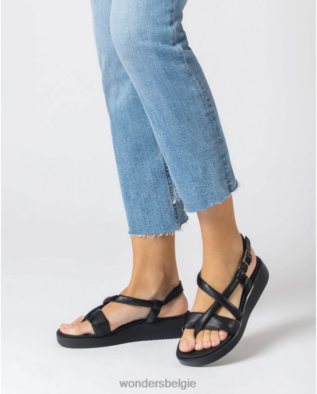 neger schoenen 6X06D22 negro zwarte tube sandaal vrouwen Wonders