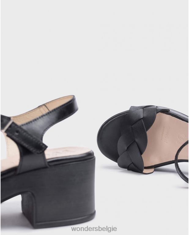 neger schoenen 6X06D244 negro zwarte luna sandaal vrouwen Wonders
