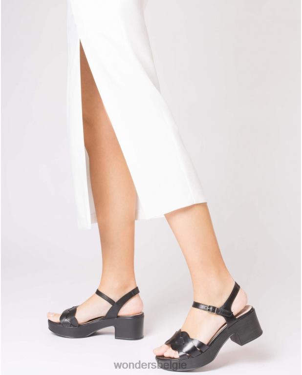 neger schoenen 6X06D244 negro zwarte luna sandaal vrouwen Wonders