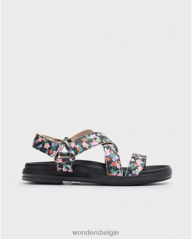 neger schoenen 6X06D325 negro bloemen ola sandaal vrouwen Wonders