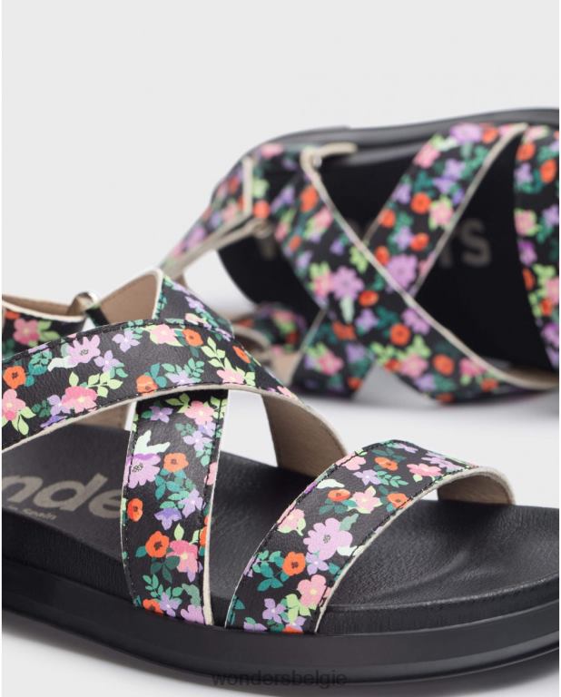 neger schoenen 6X06D325 negro bloemen ola sandaal vrouwen Wonders