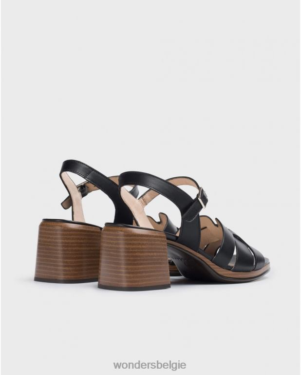 neger schoenen 6X06D327 neger zwarte dop sandaal vrouwen Wonders