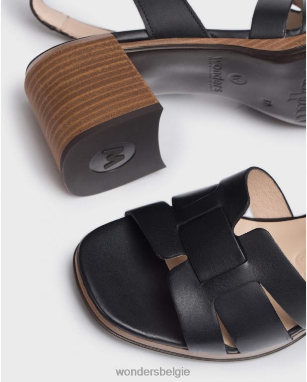 neger schoenen 6X06D327 neger zwarte dop sandaal vrouwen Wonders