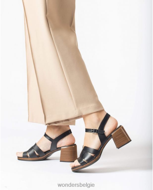 neger schoenen 6X06D327 neger zwarte dop sandaal vrouwen Wonders