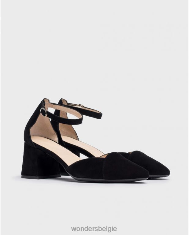 neger schoenen 6X06D330 negro zwarte suède platenschoenen vrouwen Wonders