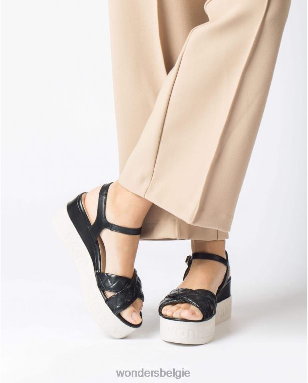 neger schoenen 6X06D404 neger zwarte pop sandaal vrouwen Wonders