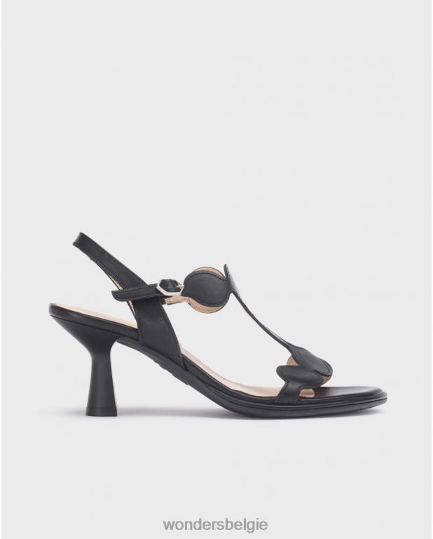 neger schoenen 6X06D76 neger zwart getekende sandaal vrouwen Wonders