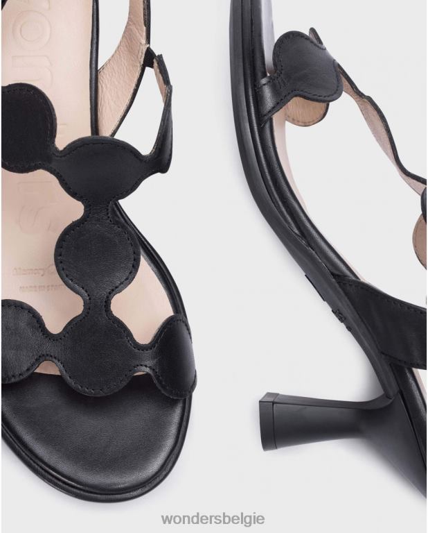 neger schoenen 6X06D76 neger zwart getekende sandaal vrouwen Wonders