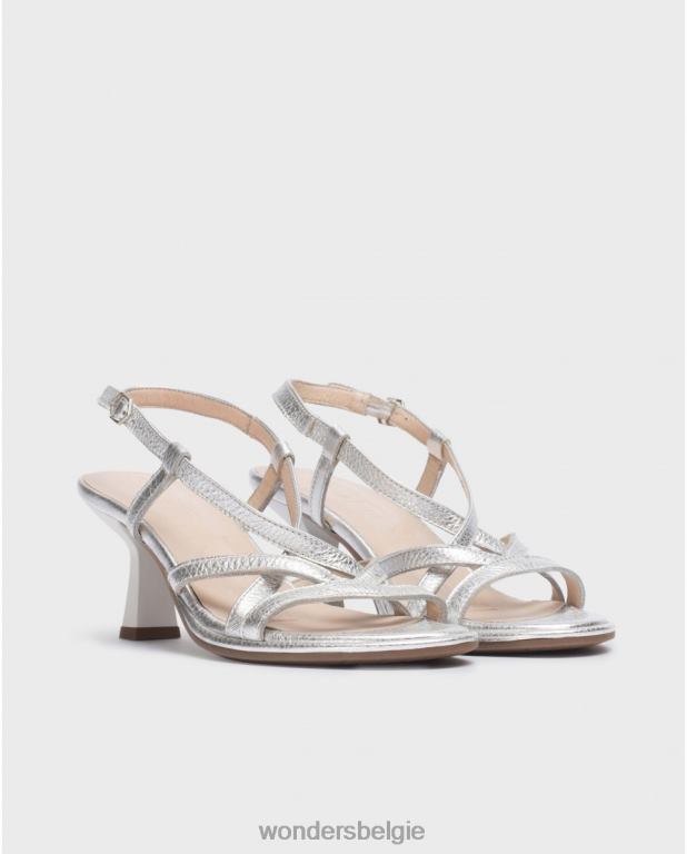 plata schoenen 6X06D58 plata zilveren gloed sandaal vrouwen Wonders