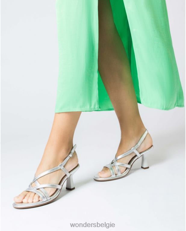 plata schoenen 6X06D58 plata zilveren gloed sandaal vrouwen Wonders