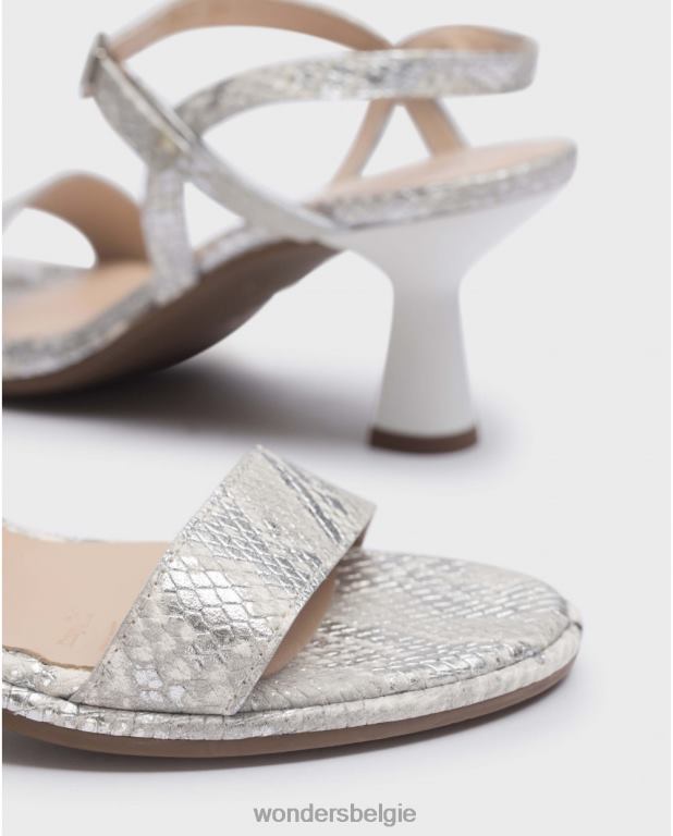 plata schoenen 6X06D66 plata zilveren kokos sandaal vrouwen Wonders
