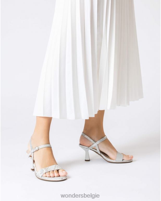 plata schoenen 6X06D66 plata zilveren kokos sandaal vrouwen Wonders