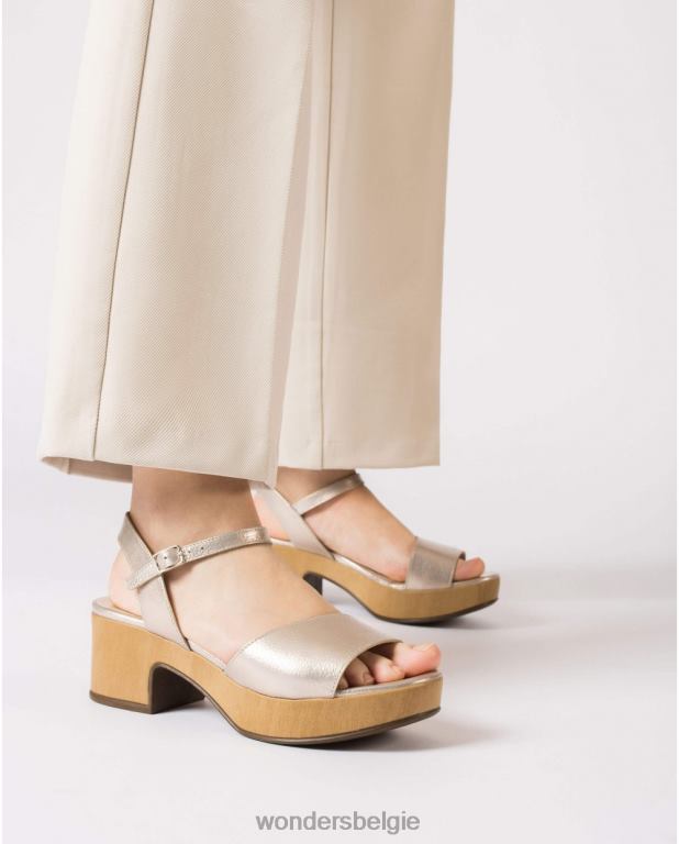 platina schoenen 6X06D260 platina metalen loli-sandaal vrouwen Wonders