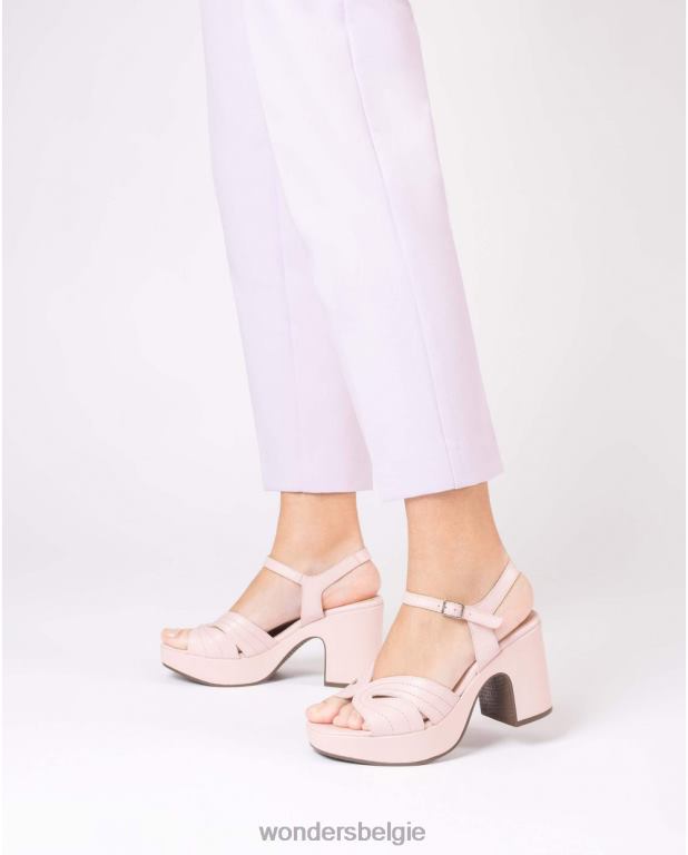 roos schoenen 6X06D118 rosa zwarte lexi sandaal vrouwen Wonders