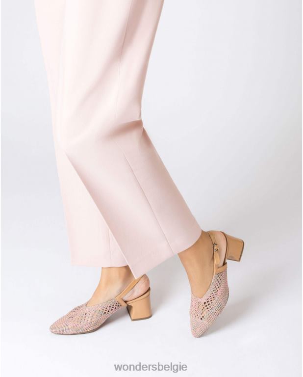 roze/zand schoenen 6X06D145 rosa/zand zwarte lexi schoen vrouwen Wonders