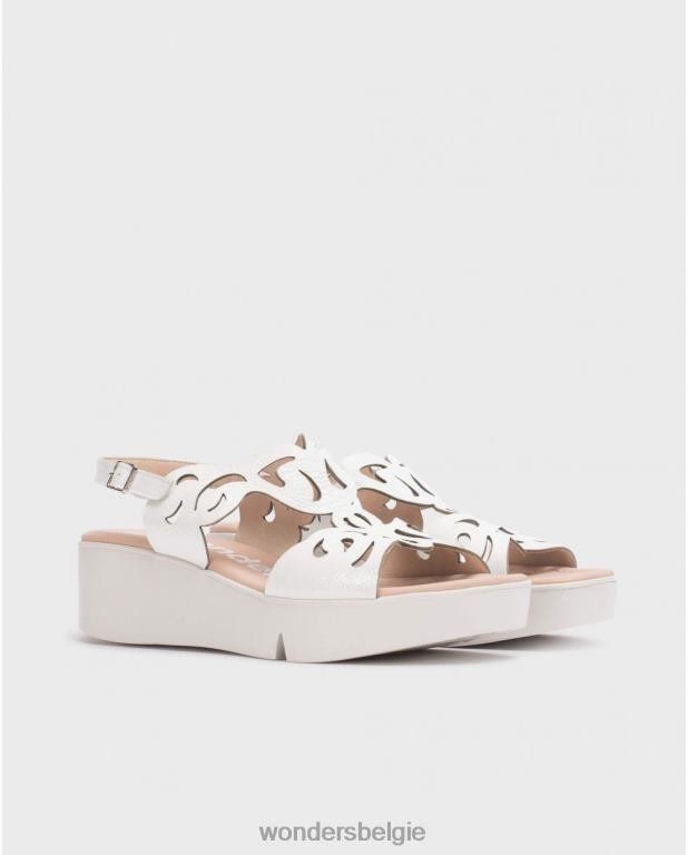 uit schoenen 6X06D224 gebroken witte afro sandaal vrouwen Wonders