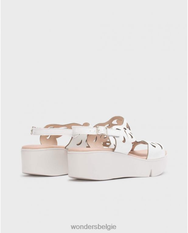 uit schoenen 6X06D224 gebroken witte afro sandaal vrouwen Wonders