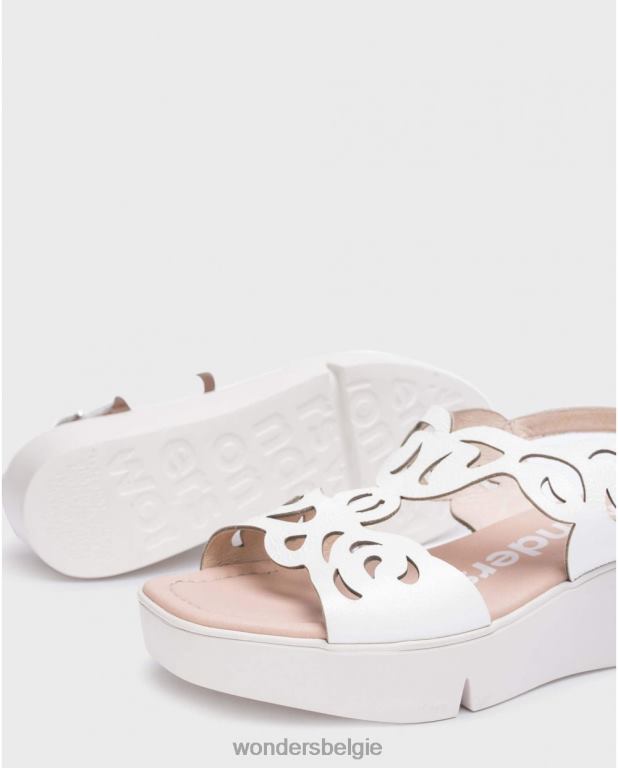 uit schoenen 6X06D224 gebroken witte afro sandaal vrouwen Wonders