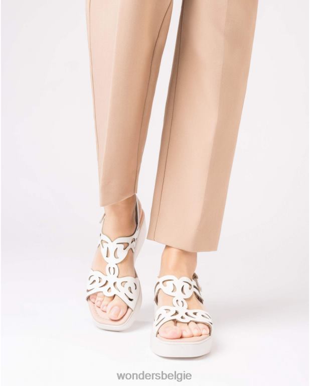uit schoenen 6X06D224 gebroken witte afro sandaal vrouwen Wonders