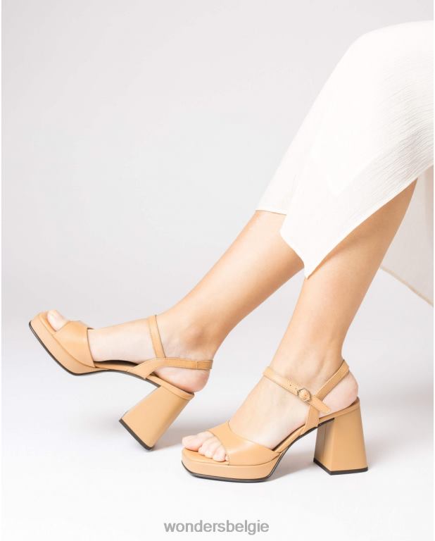 zand schoenen 6X06D112 zandbruine beatle sandaal vrouwen Wonders