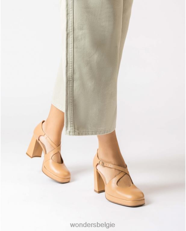 zand schoenen 6X06D114 zand zwarte lexi schoen vrouwen Wonders