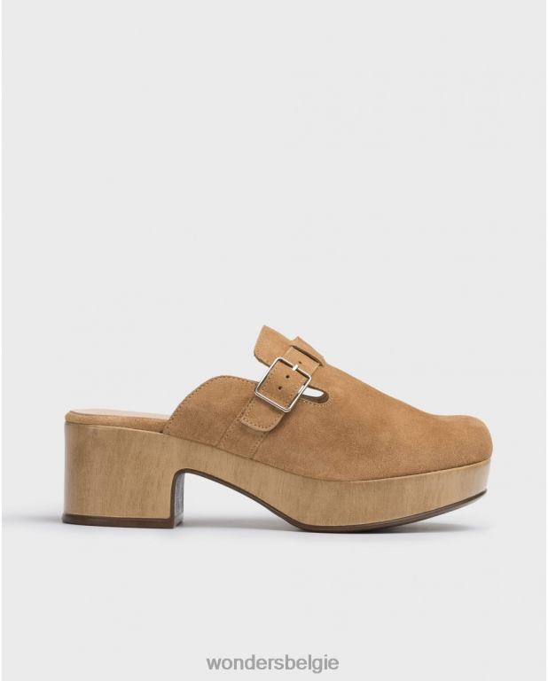 zand schoenen 6X06D214 zandbruine mara klomp vrouwen Wonders
