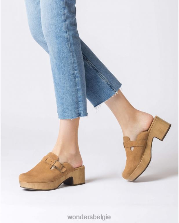 zand schoenen 6X06D214 zandbruine mara klomp vrouwen Wonders