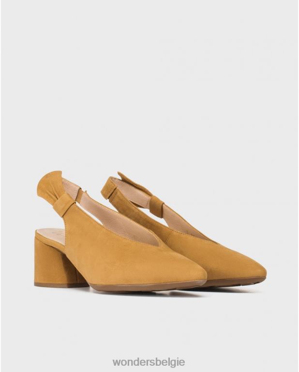 zand schoenen 6X06D439 zand leren schoen met strik vrouwen Wonders