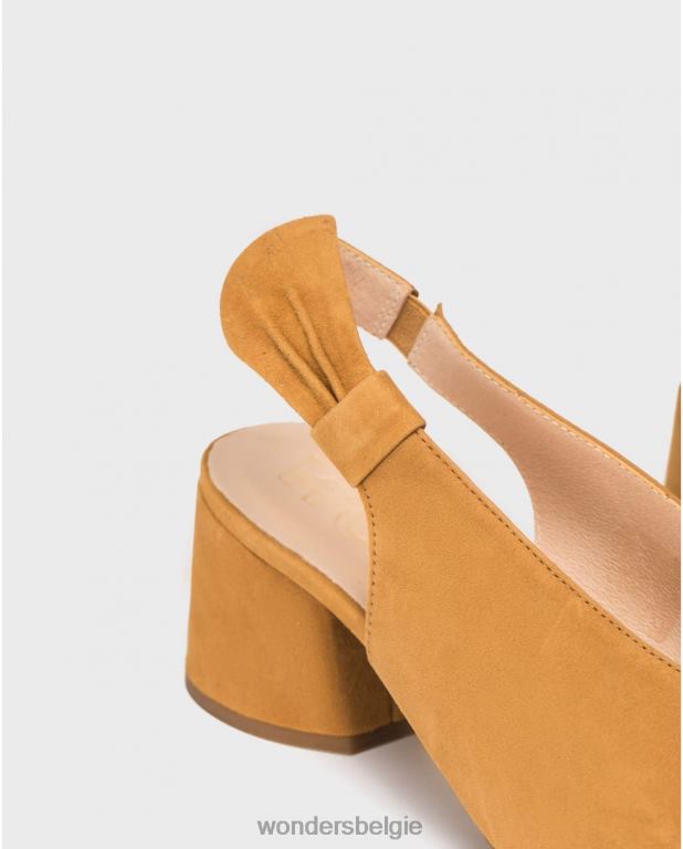 zand schoenen 6X06D439 zand leren schoen met strik vrouwen Wonders