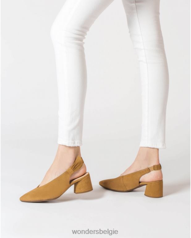 zand schoenen 6X06D439 zand leren schoen met strik vrouwen Wonders