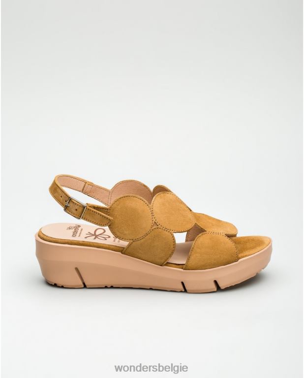 zand schoenen 6X06D455 sandaal van suèdeleer met cirkeldetail vrouwen Wonders