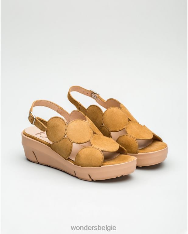 zand schoenen 6X06D455 sandaal van suèdeleer met cirkeldetail vrouwen Wonders