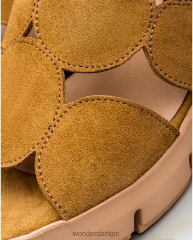 zand schoenen 6X06D455 sandaal van suèdeleer met cirkeldetail vrouwen Wonders