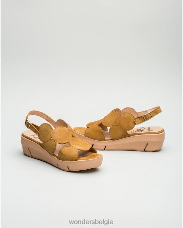 zand schoenen 6X06D455 sandaal van suèdeleer met cirkeldetail vrouwen Wonders