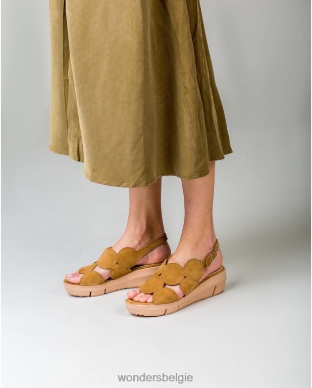 zand schoenen 6X06D455 sandaal van suèdeleer met cirkeldetail vrouwen Wonders