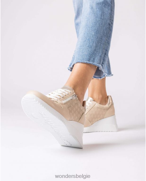 natuur/plat schoenen 6X06D127 natuur/plat zwarte lexi sneakers vrouwen Wonders