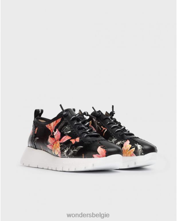 neger schoenen 6X06D157 negro zwarte ster sneaker vrouwen Wonders