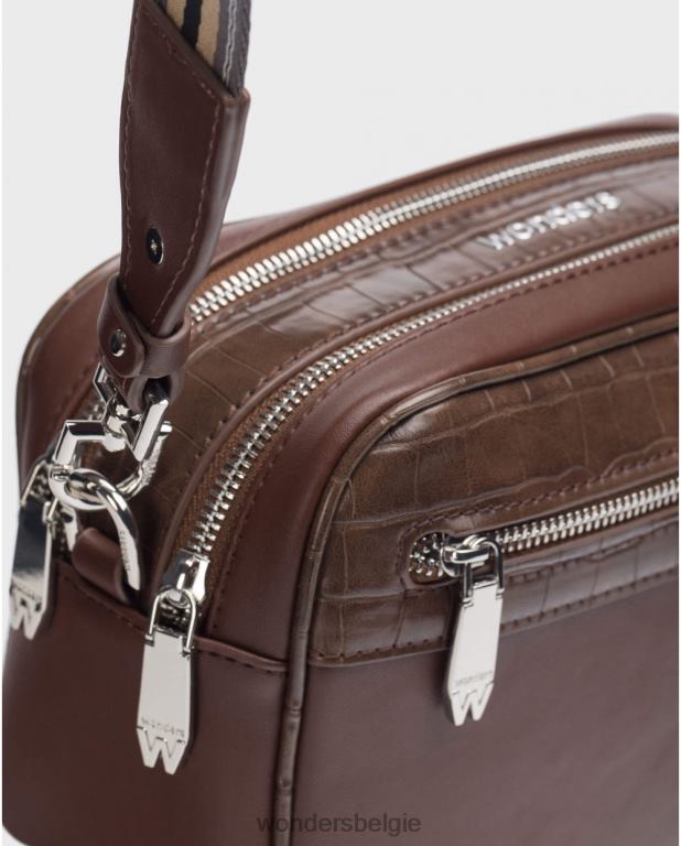 kastanjebruin accessoire 6X06D368 kastanjebruine zwarte lexi tas vrouwen Wonders