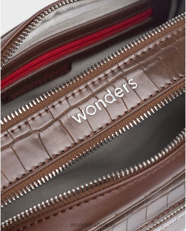 kastanjebruin accessoire 6X06D368 kastanjebruine zwarte lexi tas vrouwen Wonders