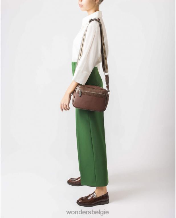 kastanjebruin accessoire 6X06D368 kastanjebruine zwarte lexi tas vrouwen Wonders