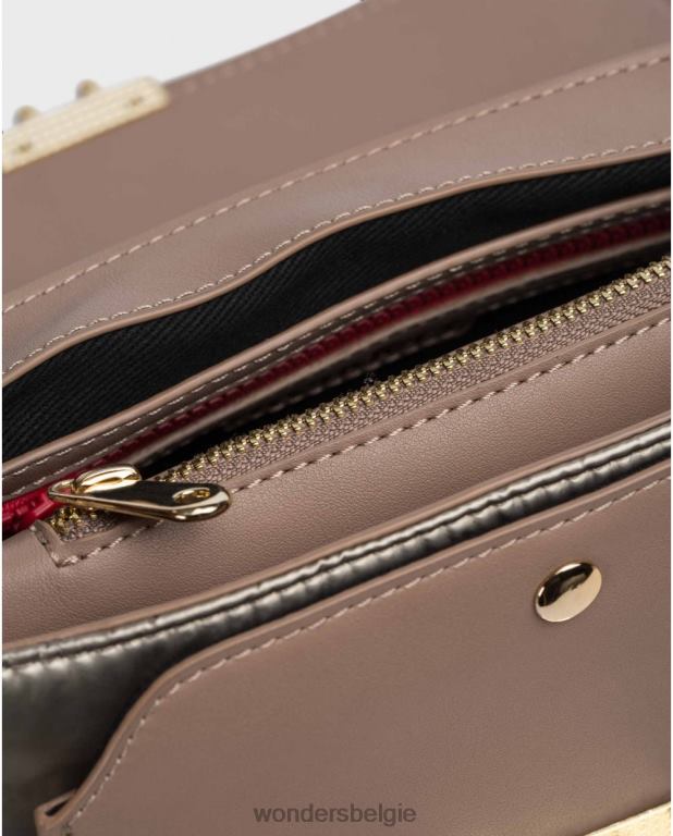 taupe accessoire 6X06D444 taupe zenda tas vrouwen Wonders