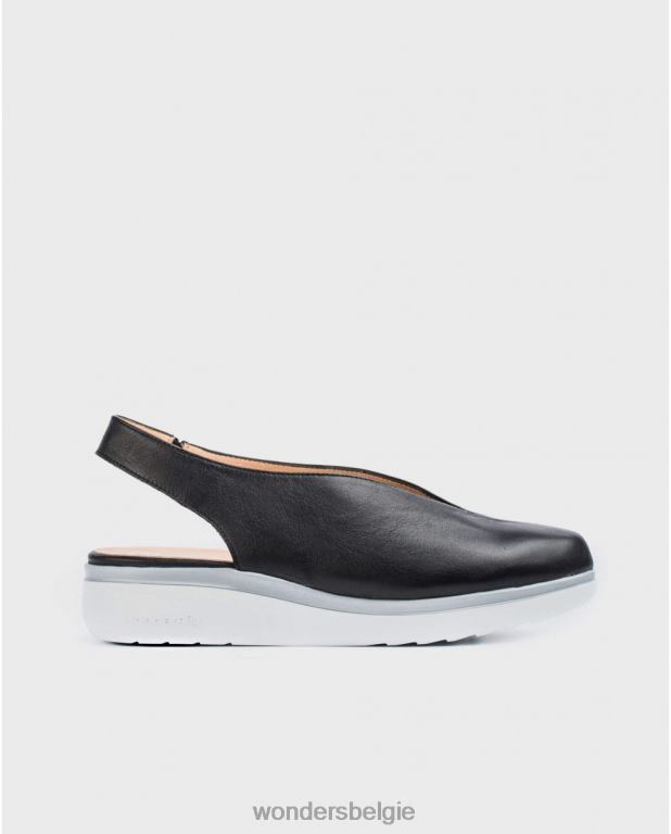 neger schoenen 6X06D442 negro lederen v-cut schoen vrouwen Wonders